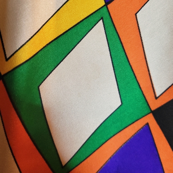 Retro Vintage Colorful Geometric Patterned Square Scarf - Picture 4 of 7